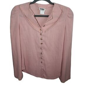 Vintage Extra Special Edition Pink Women's Top Medium Button Up Long Sleeve